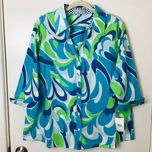 Foxcroft Multicolored Wrinkle Free Shirt Size 14